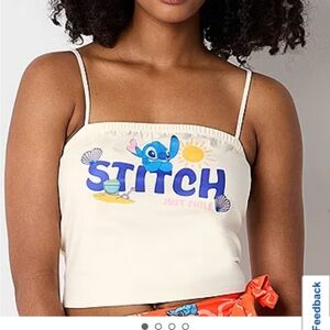 Stitch Just Chill Cream Crop Top